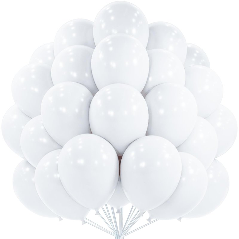 PartyWoo White Balloons 101pcs 12 Inch Matte White Latex Balloons for Wedding Bridal Graduation Engagement Baby Shower Gender Reveal Easter Anniversary Birthday Tea Party Decorations White-Y13