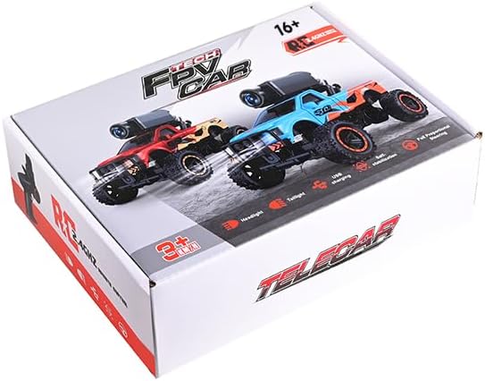 1/64 Scale Mini RC Truck Model 2.4Ghz APP Auto-Pairing Full-Proportional FPV Remote Control Monster Truck with WiFi Camera Lights Speed &amp Steering Adjustable Gift for Adults (RTR/Red)