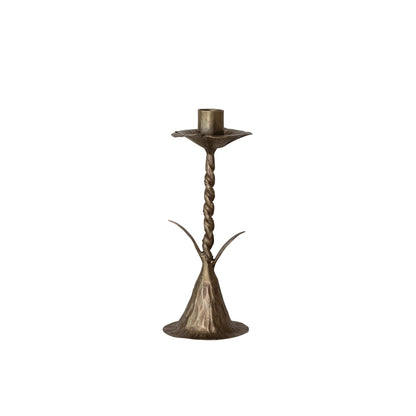 Creative Co-Op Hand-Forged Metal Flower-Shaped Taper Candle Holder, Antique Brass Finish