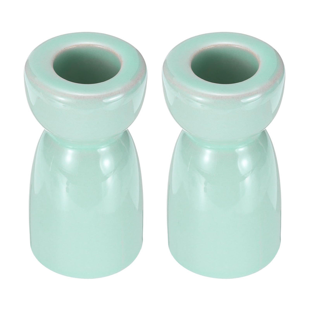 uxcell 2 Pack Candlestick Holder Bright Light Blue Ceramic Taper Candle Holder Candle Stand Holders Modern Style Decoration for Centerpiece Tabletops Anniversary