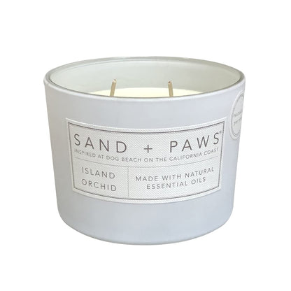 Sand + Paws Scented Candle - Island Orchid - Additional Scents and Sizes –Luxurious Air Freshening Jar Candles Neutralize pet Odors and Enhance Home décor – 100% Cotton Lead-Free Wicks - 12 oz