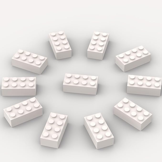 500 Piece Bulk 2x4 Building Bricks Compatible with Lego Flat White Bricks