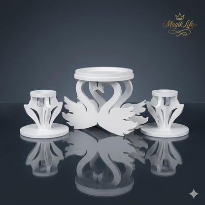 Magik Life Wooden Unity Candle Holder – Solid Triple Candle Stand – Handcrafted from Natural Wood – Painted in Safe Premium White Finish – Fits 2 Taper (0.80”) & 1 Pillar Candle (3”)