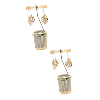 Ciieeo 2pcs Rotating Candlestick Holder Chic Metal Design for Parties and Celebrations for Valentine Day Christmas Birthdays Lightweight and Compact Decorative Candle Stand