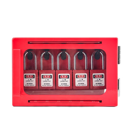 Lockout Tagout Group Lock Box, Wall Mounted Loto Lock Box, Red Padlock Box Group Station with 12 Locking Holes,Visual Acrylic Window Safety Lock Case