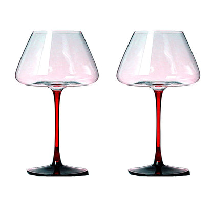 GAOGAO Huge Burgundy Wine Glasses Red Bottom Super Transparent Crystal Glass Goblet Set of 2 (720 ml)