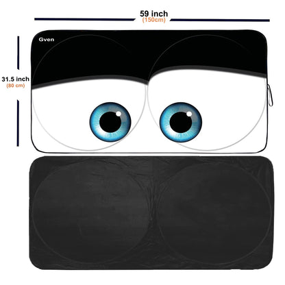 Gven- The Original Patented Car Eyes Windshield Sun Shade 2025 Windshield Cover Automotive Interior Sun Protection Front Windshield Sun Visor Protector Blocks UV Rays Keep Your Vehicle Cool (Black, S)
