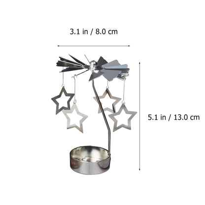 TOYANDONA Rotating Metal Candle Holders 2pcs Romantic Five-Point and Love-Shaped Designs, Desktop Candle Spinner Ornament for Home Decoration and Festival Table Display