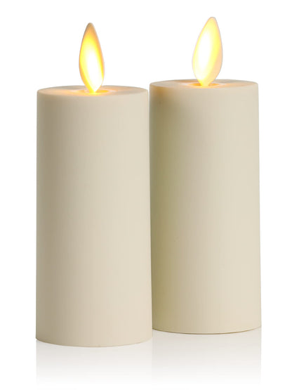 Luminara Realistic Artificial Moving Flame Votive Candle - Set of 2 - Moving Flame LED Battery Operated Lights for Christmas, Halloween - Remote Ready - Remote Sold Separately - Ivory - 1.5" x 4"
