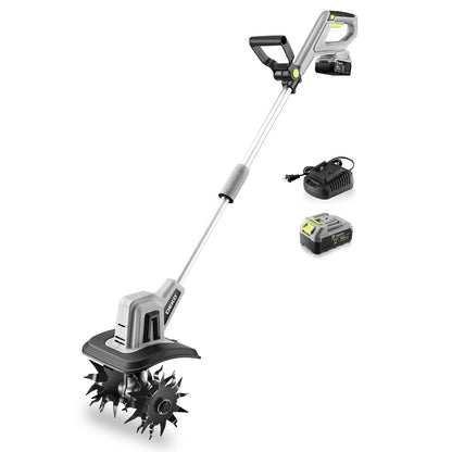 20V Cordless Tiller Cultivator,48 Steel Tines Garden Tiller,9inch Wide Electric Tiller for Gardening,Garden Rototiller with 4AH Battery and Charger Included