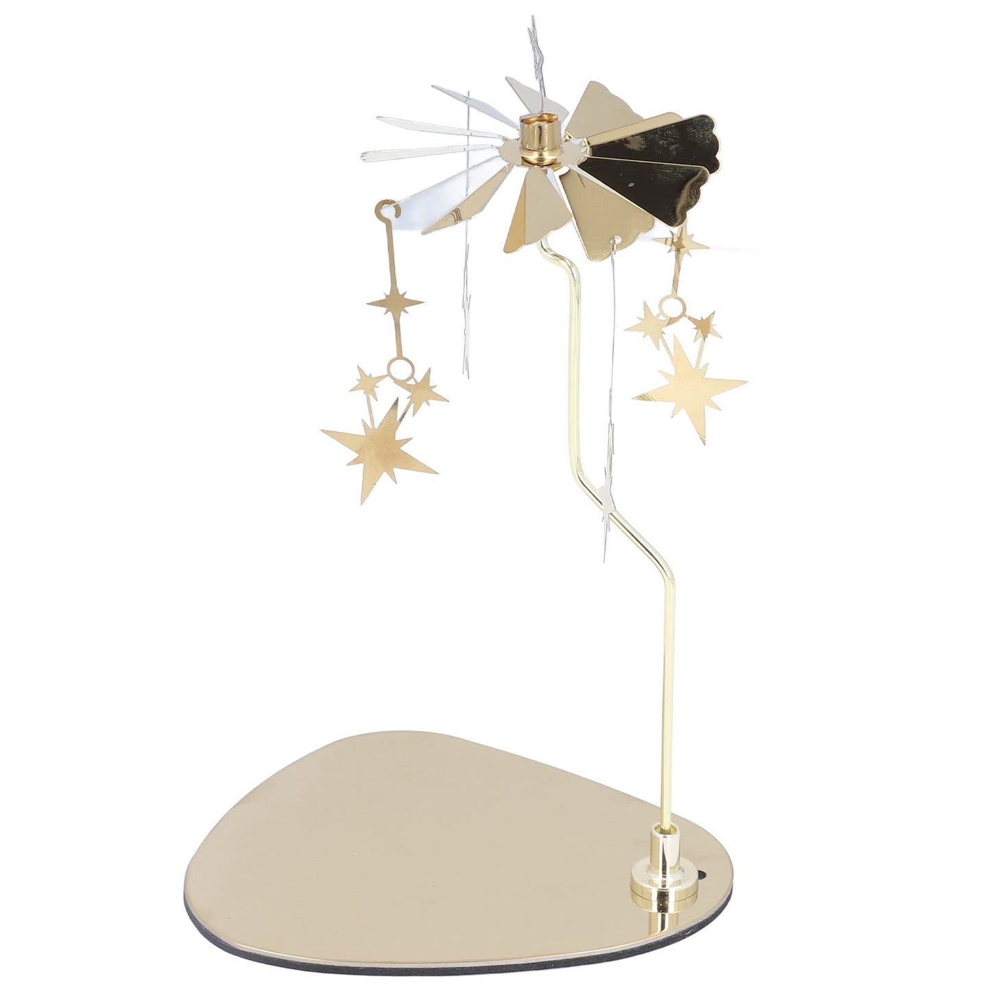 Rengue Rotating Candle Holder, Wind Design Stainless Steel Wind Design 5.1x4.1in Tray 7.1in Stand Height for Romantic Home Decor Wedding (#5)