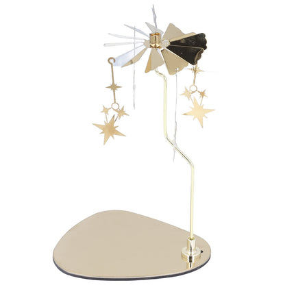 Rengue Rotating Candle Holder, Wind Design Stainless Steel Wind Design 5.1x4.1in Tray 7.1in Stand Height for Romantic Home Decor Wedding (#5)