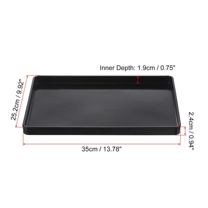 PATIKIL 14x10 Fast Food Tray, Plastic Reusable Multi-Purpose Rectangle Serving Tray Smooth Surface for Restaurant Home Kitchen, Black