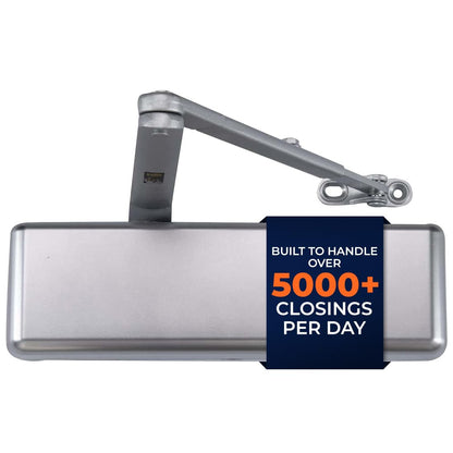 Boomerang D9016 Extra Heavy-Duty Designer Auto Commercial Door Closer, Multiple Mount Options, Door Closer for Extreme Traffic Areas, ADA & UL 3 Hour Fire Rated, Aluminum/Silver (US26D)