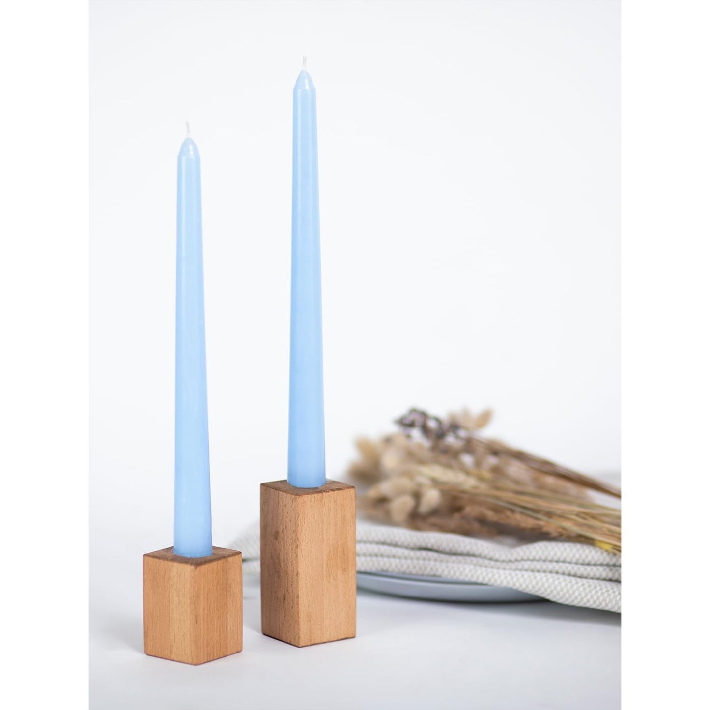 CANDWAX 8 inch Light Blue Taper Candles Set of 4 - Unscented Smokeless Dripless Tapers for Dinner Table, Home Decor, Easter Decor, Party, Wedding and Ordinary Dinners - Spring Candles