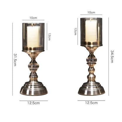 Candlestick Holders 2 Pcs Retro Metal Glass Candle Holder Luxury Dining Table Decoration Candlestick Candle Holders