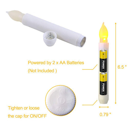 xunhuimemory 24 PCS Flameless LED Taper Candles Lights, Battery Operated Candlesticks with Warm White Flickering Flame, 0.79 x 6.5 Inches Dripless Fake Floating Taper Candles for Church Wedding Xmas