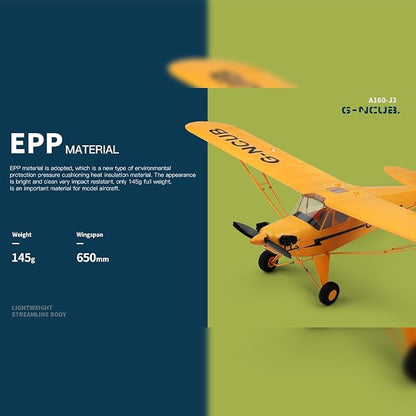 XK A160 J3 RC Airplane EPP Remote Control Airplane for Adults 3D/6G 2.4G 5CH Brushless 650mm Wingspan Fixed Wing RC Aircraft with Quick Release Military Plane Toy Gift -RTF