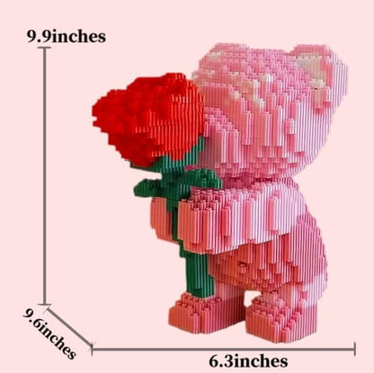 Bridal Bouquet Bear Building Block SetTeddy Building Blocks Bear (1842PCS)Pink Bear Micro Building BlocksGifts Suitable for Adults