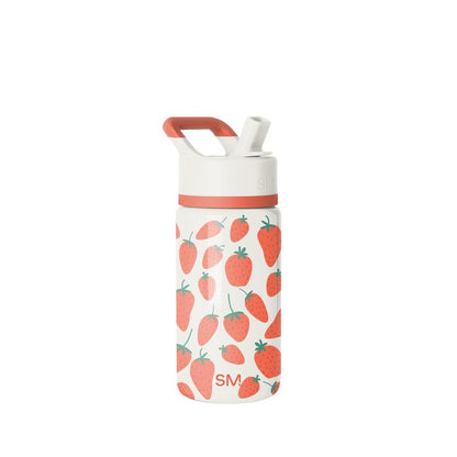 Simple Modern Kids Summit Water Bottle with Straw Lid | 14oz Stainless Steel Cup Insulated Tumbler Tumbler for Girls, School | Strawberries on Cream