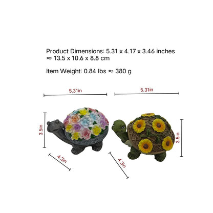 Resin Turtle Decorative Trinket Tray with Lid, 3.5x4.3x5.31 Inch Floral Succulent Style, Easy-Clean Storage Ornament for Aromatherapy Candle, Incense, Home Office Bar Garden