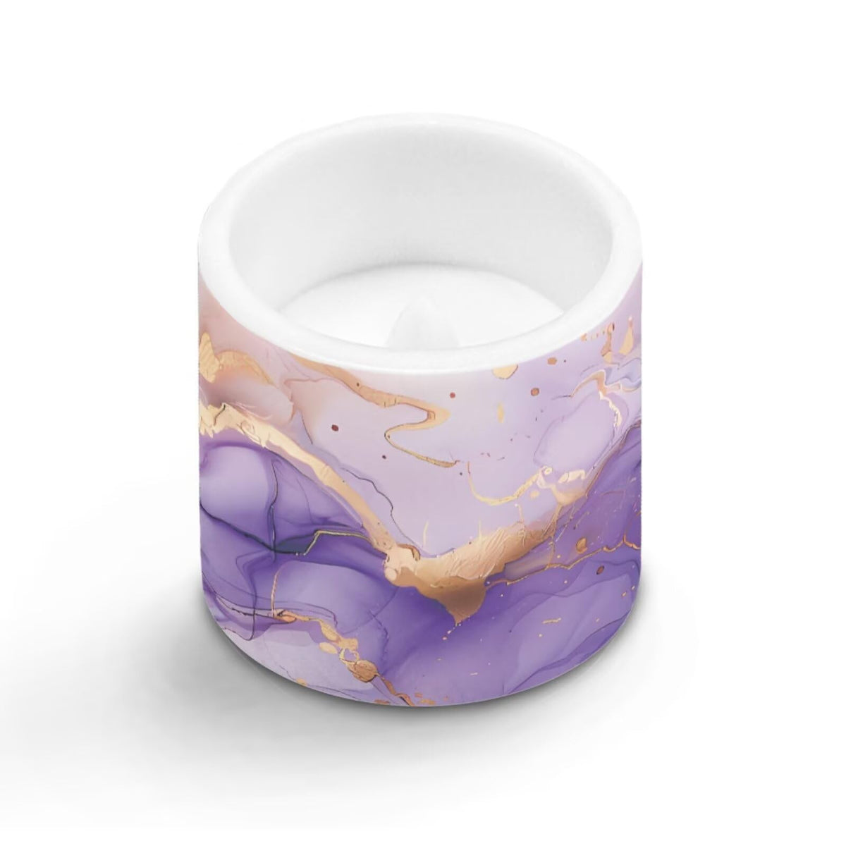 Merkmak 4 Pack Flameless Candles with 18-Key Remote Purple Marble Battery Operated Candles with Timer Flameless Pillar Tea Lights for Party Banquet Home Decorations