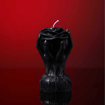 Low Temperature Body Safe Candle, Romantic Rose Design, Dark Red Scented Wax (Black)