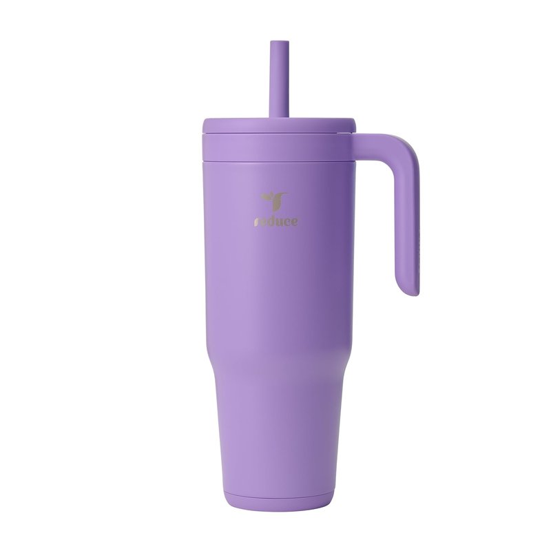 REDUCE Chiller Vacuum Insulated 40 oz Tumbler with Spill-Proof Silicone Straw - Sustainable Tritan Lid with Water Intake Markers - Soft Sit Base Travel Mug - Dishwasher Safe - Purple Punch