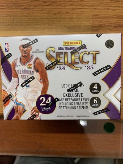 2024-25 Select NBA Basketball Factory Sealed Blaster Box (24 Cards) Retail Exclusive Inserts.