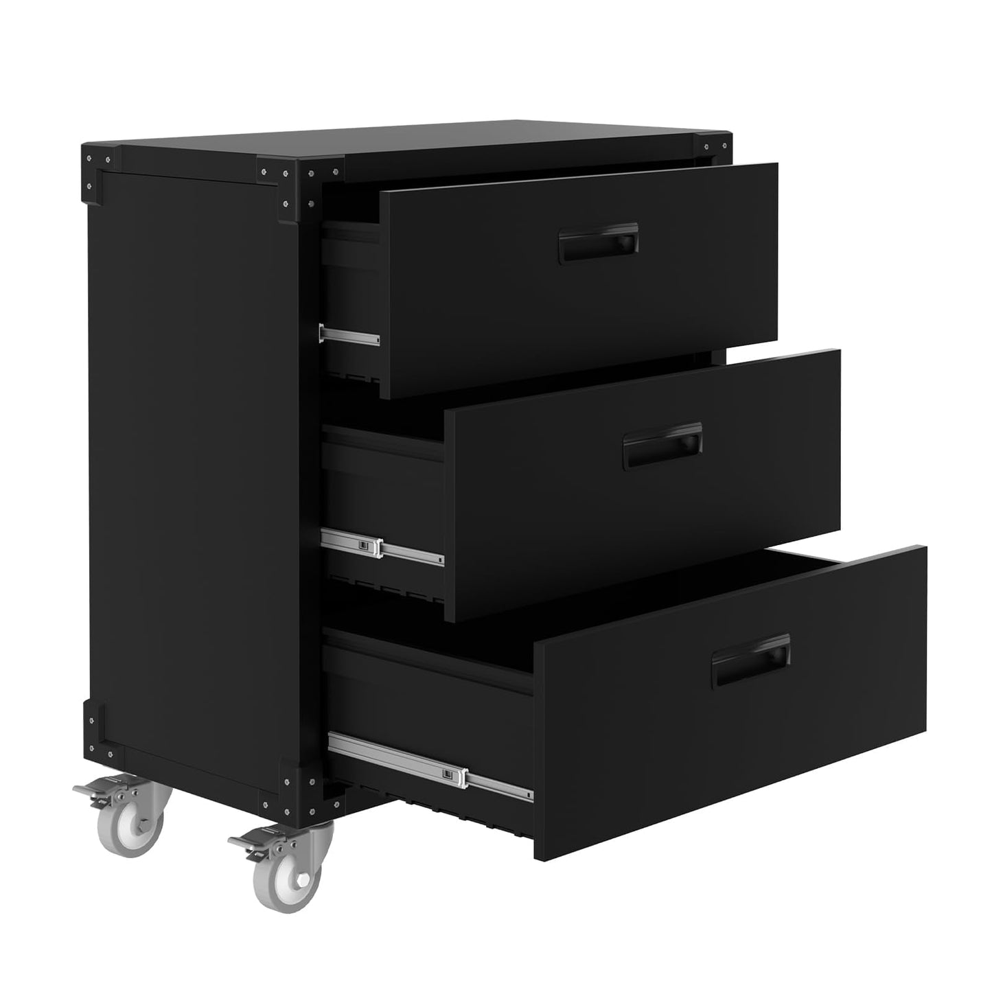 MilleLoom 3 Drawer Rolling Tool Cabinet Heavy Duty Garage Storage On Wheels Mobile Metal Cabinet for Warehouse, Basement & Workshop Easy to Assemble