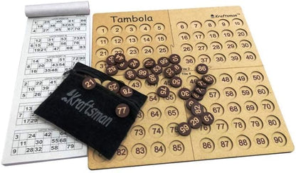 MilesMagic Portable Wooden Bingo Board Game | Housie Tambola Mind Game | Fun and Entertainment Number Calling Party Games with 600 Different Tickets (Amazon Exclusive)