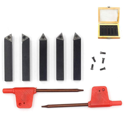 OSCARBIDE 5/16" Mini Lathe Indexable Carbide Turning Tool Holder, Metal Lathe Tools Inserts Bits with Carbide Inserts TCMT090204,5 Pieces/Set