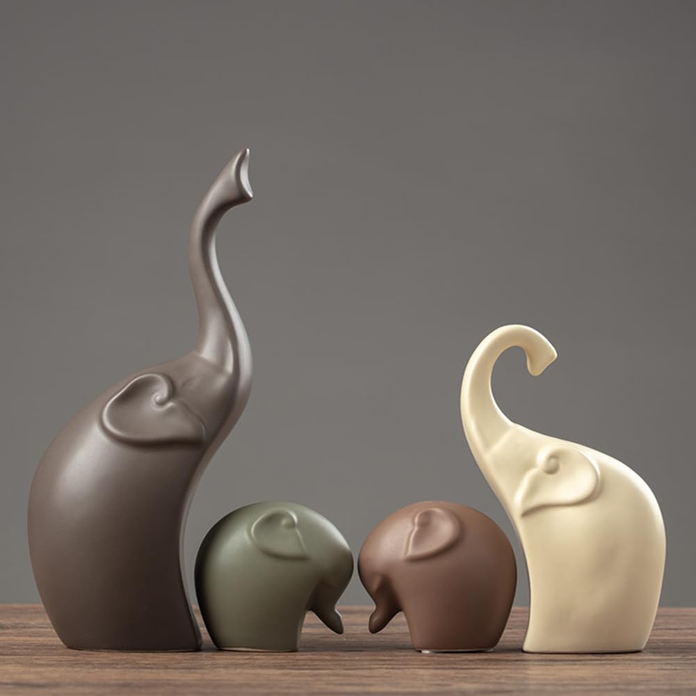 JXCBXJ Ceramic Statue,Family Figurines,Creative Ceramic Decorative,Crafts Ornaments Home Decor,Memorial Gift for Parents,Suitable for Shelf,Bookself