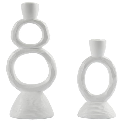 White Taper Candle Holders for Candlesticks, Unique Decorative Candlesticks Holder Home Decor Set of 2 for Fall Thanksgiving Wedding Table Centerpiece Decorations, Modern Aesthetic Room Decor（Resin）