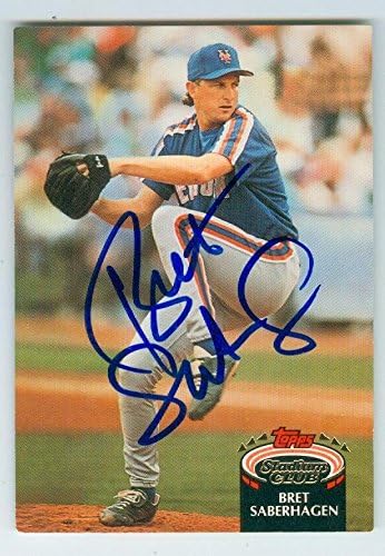 Sports Memorabilia Autograph Warehouse 246605 Bret Saberhagen Autographed Baseball Card - New York Mets 1992 Topps Stadium Club - No. 755