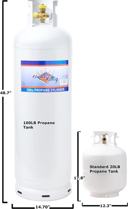 Flame King 100LB (23 Gal) Multi-Valve Propane Tank with High Capacity Filler, Great for Mixed Heating Systems, Home fireplaces, Dryers and Grills