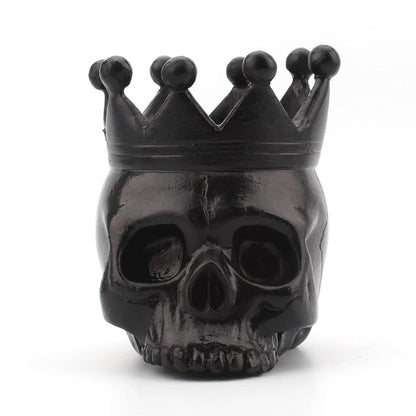 UnionKK 1 PCS Halloween Decorative Skull Candlestick Holder Resin Skeleton Candle Holder Home Bar Decoration (Black Skull)