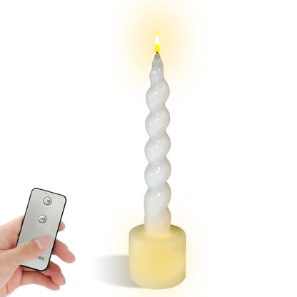 Gedengni Spiral Taper Candle LED Candlesticks, 7.5 Inch Flameless Tapered Candles Battery Candle Sticks Remote Twisted Candlestick for Dinner Holiday Wedding Party Housewarming-2D