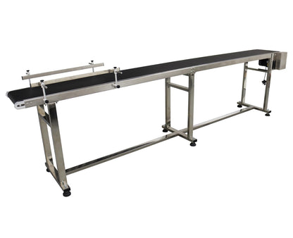 Yokoma Belt Conveyor Packaging Machine with Double Guardrails Stainless Steel Electric Flat PVC Belt Conveyor Black 118inch*15.7inch 250W 110V