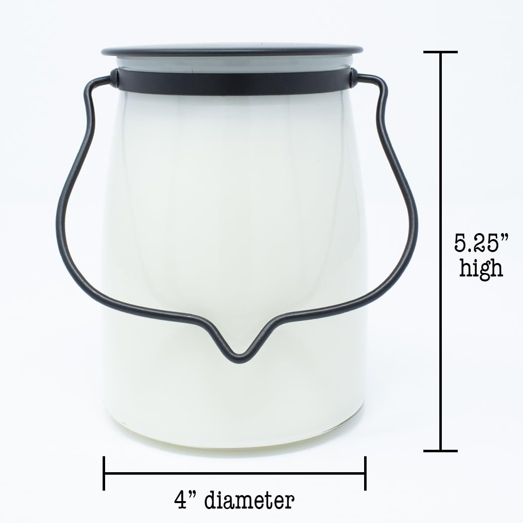 Milkhouse Candle Company Jasmine & Honeysuckle Soy Candles - Honeysuckle | White Jasmine | Citron & Greens Scented - 22 oz Butter Jar with Lid, 120+ Hour Burn Time, Made in the USA