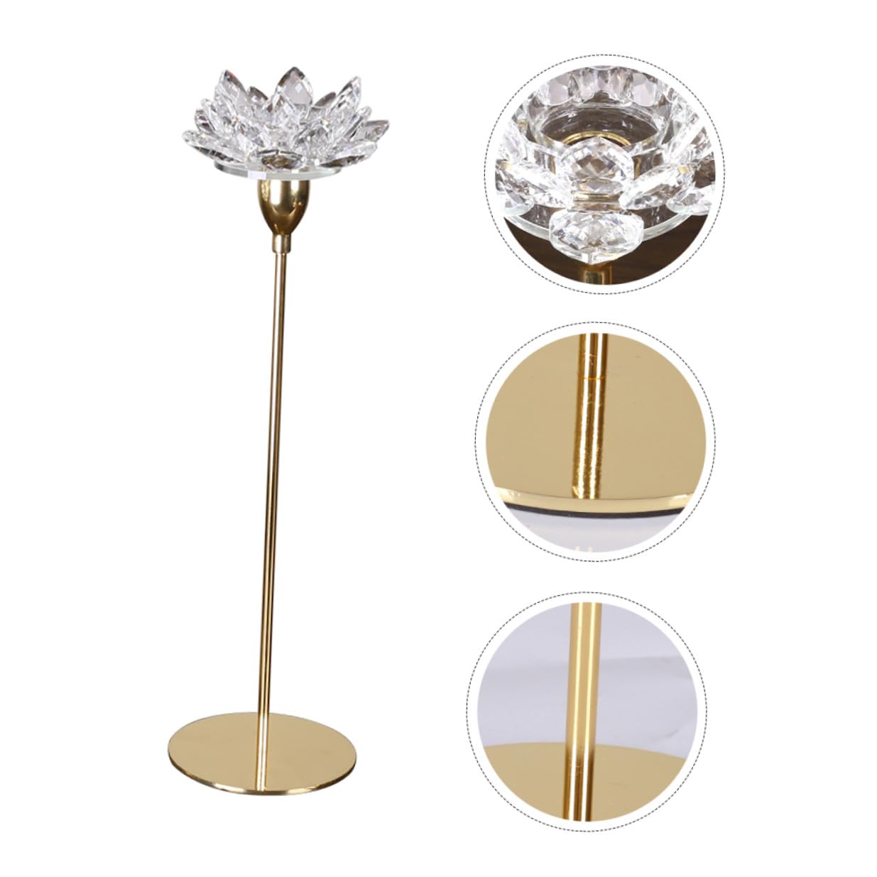 NIYANGLE Modern Simple Metal Crystal Lotus Candle Holder Small Gold Candlestick Decoration for Dining Room Wedding and Romantic Home Décor