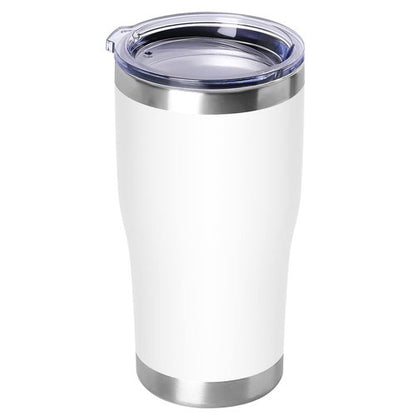 DOMICARE 20oz Tumbler with Lid Stainless Steel Tumblers Bulk, Double Wall Vacuum Insulated Coffee Travel Mug Powder Coated Tumbler, 1 Count (Pack of 1) White