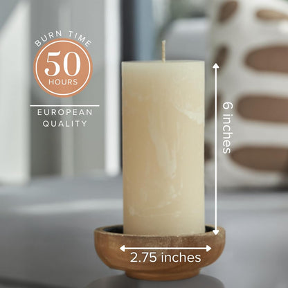 Simply Soson Cinnamon Vanilla Sugar Scented Candle Set - 3x6 Ivory Pillar Candles for Home, Aromatherapy, Women, Fall