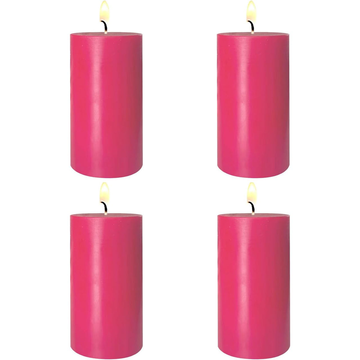 4 Pack Hot-Pink Pillar Candles, 2x4 Inch, Long-Lasting, Dripless and Smokeless Unscented Candles, Ideal for Home Décor, Parties Weddings and Relaxation