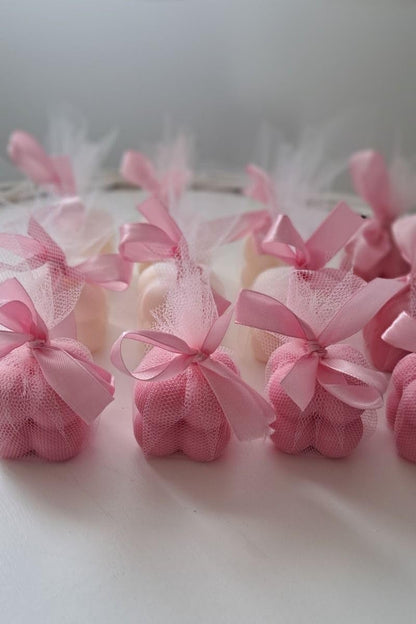 Handmade Pure Soy Wax Mini Bubble Candle Set, Decorative Tulle Wrapped, Wedding Party Favors, Modern Minimalist Style, Set of 6