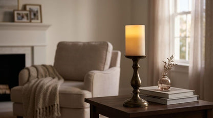 Mikasa 4x6 Inch White LED Pillar Candle with Flickering Flame - Real Wax Battery Operated Candle with Timer, Flameless Candle for Home Decor, Weddings, Holidays and Seasonal Displays