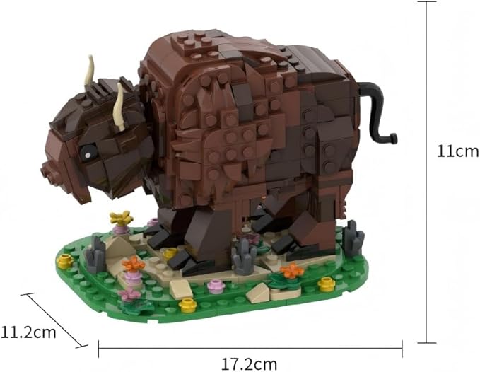 Kadablok Bison MOC Building Sets American Bison Building Blocks Set for Adults MOC Bison Animal Building Kit Model Ornaments Creative GiftsYellowstone Inspired Bison Collectible Display 418 PCS