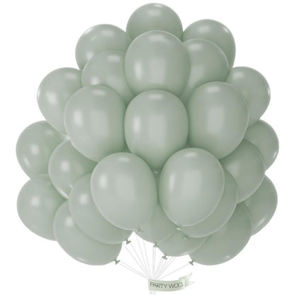 PartyWoo Dusty Green Balloons 50pcs 12 Inch Sage Olive Eucalyptus Green Boho Neutral Latex Helium Balloons for Baby Shower Wedding Jungle Woodland Themed Birthday Party Decorations Green-F59