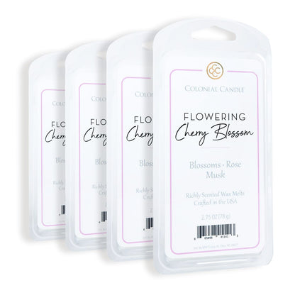 Colonial Candle Flowering Cherry Blossom Scented Wax Melts, Wax Melt Warmer Cubes, Long Lasting Scented Wax Warmer Cubes, 4 Pack, 6 Cubes Each - Made in The USA