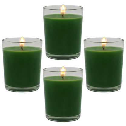 4 Packs Unscented Green Votive Candles in Glass, 2 Inch Natural Soy Wax Scentless Candles for St. Patrick's Day Wedding Party Home Holidays Relaxation Spa, 12-15 Hour Burning Time